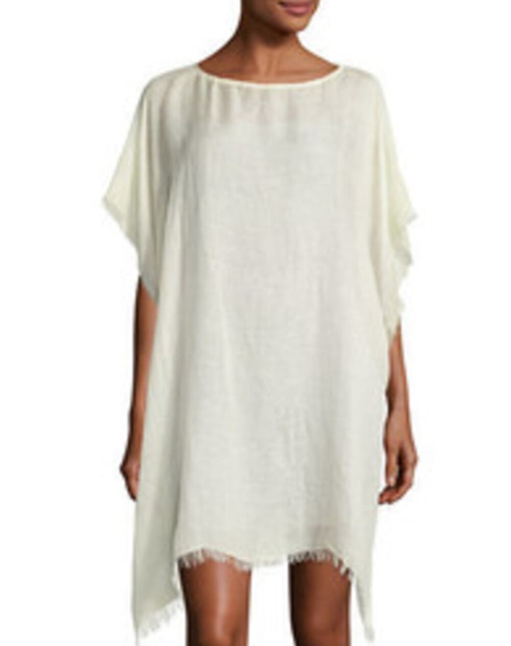 Eileen Fisher Italian Maltinto Poncho Sheer Modal Linen Silk Green Relaxed NWT